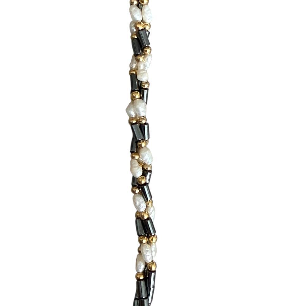 Vintage Genuine Borogue Pearl & Hematite 30" Necklace - Picture 3 of 5